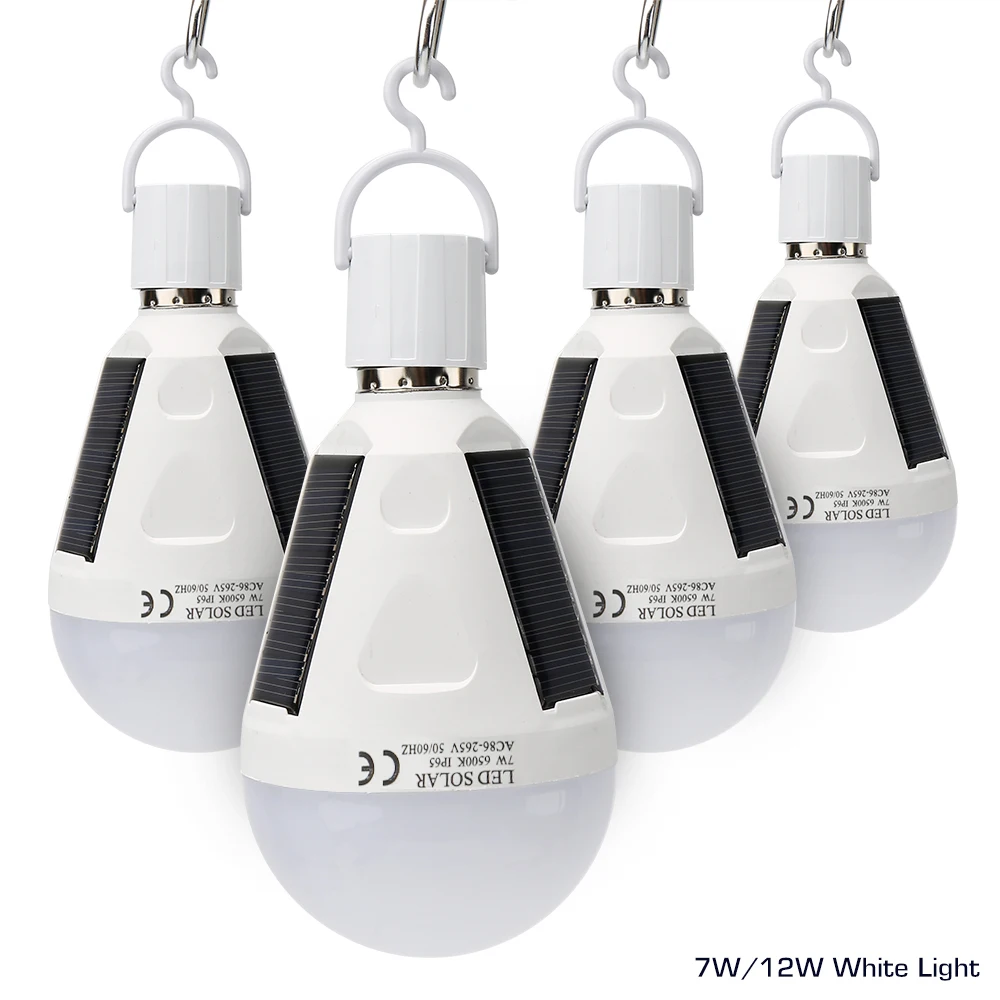 

4pcs/lot Portable Solar Lamp 7W 12W Led Solar Light Outdoor Emergency Light LED Bulb for Camping Tent Fishing Lighting Lamparas