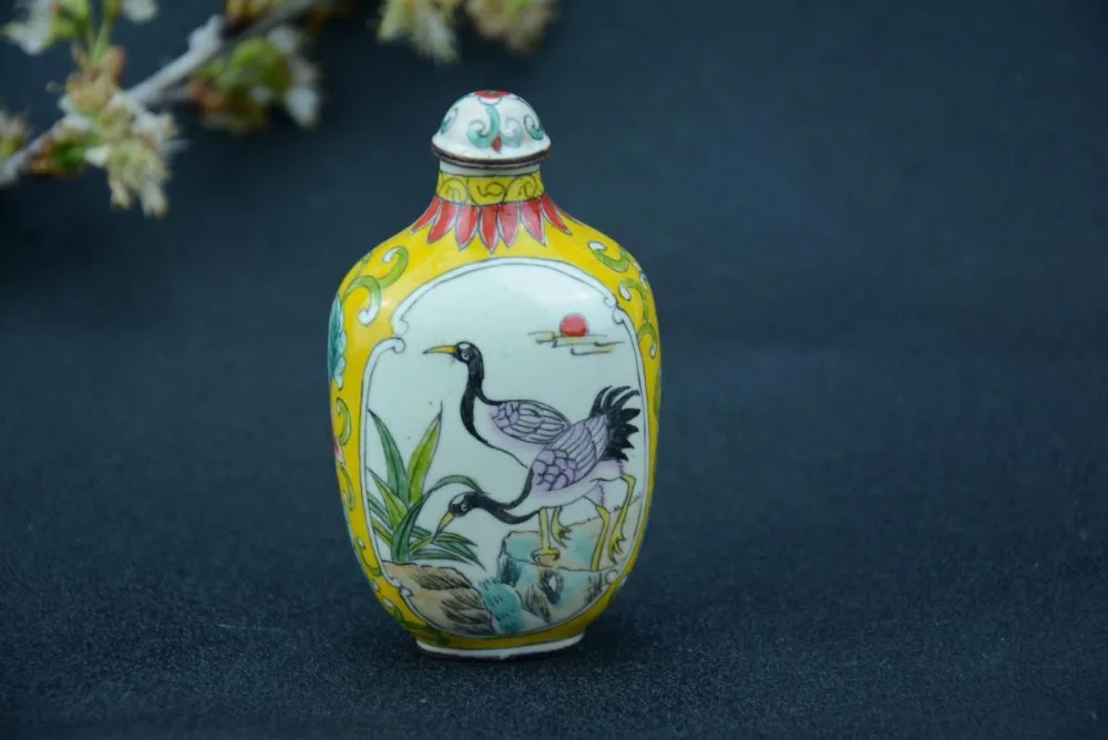 

Rare Qing Dynasty CHINESE Old Cloisonne snuff bottle,crane,Free shipping
