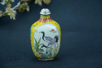 

Rare Qing Dynasty CHINESE Old Cloisonne snuff bottle,crane,Free shipping