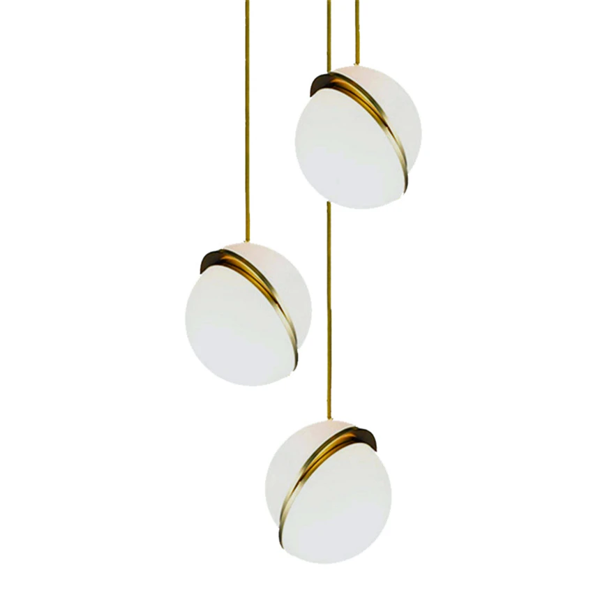 Modern Pendant Lamp Denmark Designs Round Balls Pendant Light Round Moon Brass Suspension HangLamp Dining Room Living Lighting