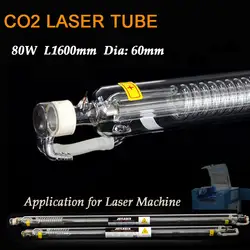 Лазерный гравер трубки 80 Вт Диаметр D60mm CO2 лазерной трубки Стекло фара L1600mm для Co2 лазерной резки