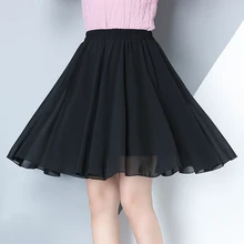 Осенняя и Летняя женская шифоновая юбка, модная, высокая талия, тонкая, большой размер, свободная, повседневная, Женская юбка, Студенческая одежда