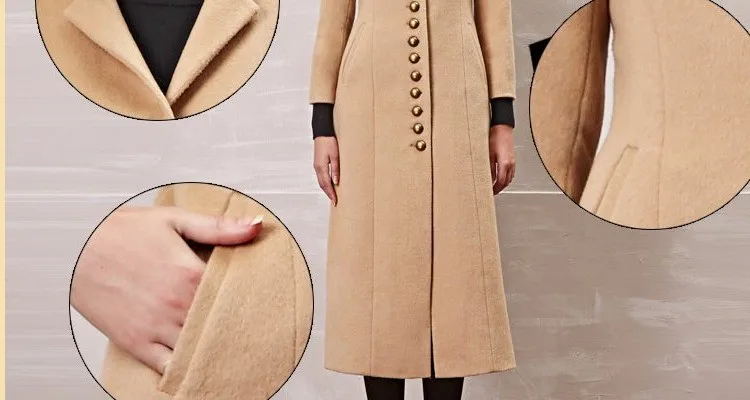 High quality Cashmere coat Wool Coat Women Winter Coat Big yards Mew style X-Long Pure color Elegant Autumn Winter Coat BN1247