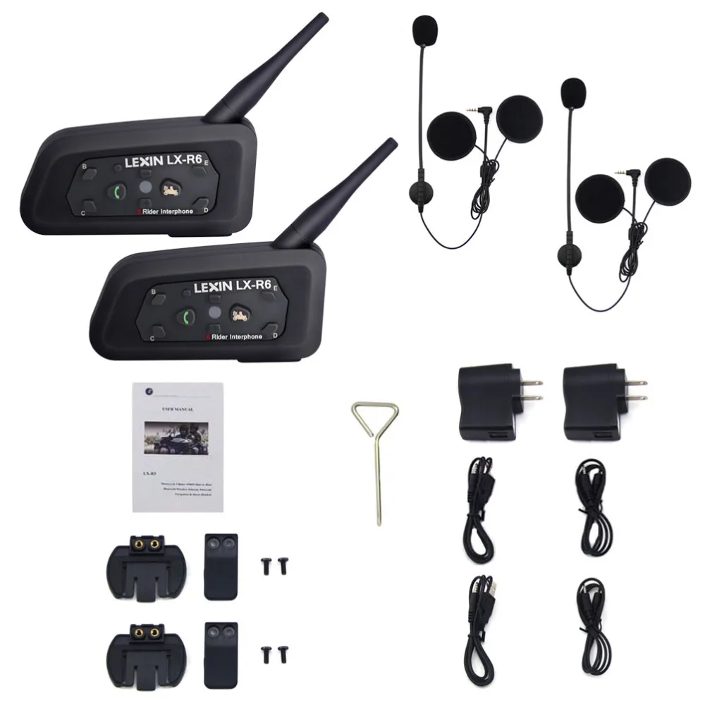 With Metal Clip Lexin 6 Riders R6 1200M BT Interfone Motorcycle Helmet Bluetooth Intercom Walkie Talkie