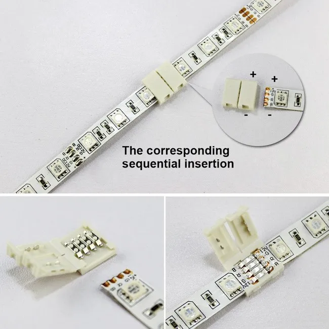 20 штук 10 мм Solderless 4PIN RGB печатной платы разъем для 3528 2835 5050 не Водонепроницаемый RGB Светодиодные ленты Освещение