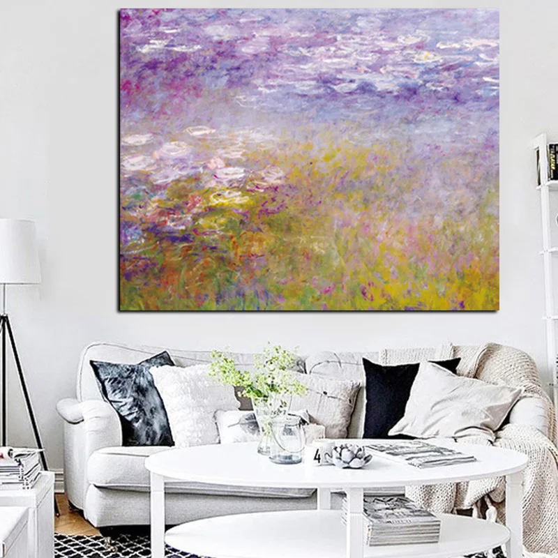 HD Print Claude Monet Lotus Landscape Oil Painting on Canvas Art Impressionist Wall Picture Canvas Poster for Sofa Living Room