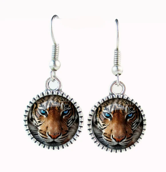 Tiger earrings fashion jewelry for women animal earring glass cabochon
