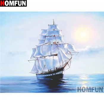 

HOMFUN Full Square/Round Drill 5D DIY Diamond Painting "Sailing scenery" Embroidery Cross Stitch 5D Home Decor Gift A14822
