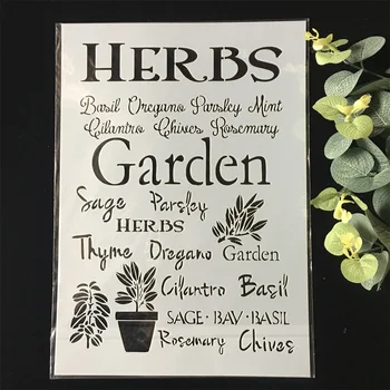 

New A4 Herbs Garden DIY Layering Stencils Wall Painting Scrapbook Coloring Embossing Album Decorative Paper Card Template