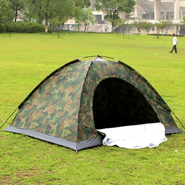 Portable Outdoor Camping Double Persons Tent Waterproof Dirt-proof Camouflage Folding Tent for Travelling Hiking 1