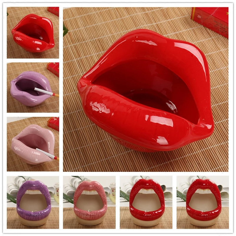 

1 piece/cute cartoon ashtray ceramic ashtray accessories creative living room tea table (lips) ashtray fashion home small gifts
