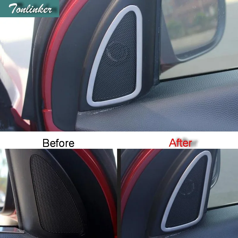 

Tonlinker 2 PCS DIY Car styling NEW Stainless steel cleared speaker light box case sticker for HYUNDAI ix35 parts accessories
