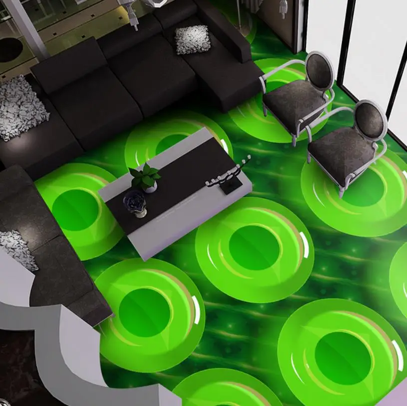 

picture in picture 3d flooring Circle mural wallpaper living room