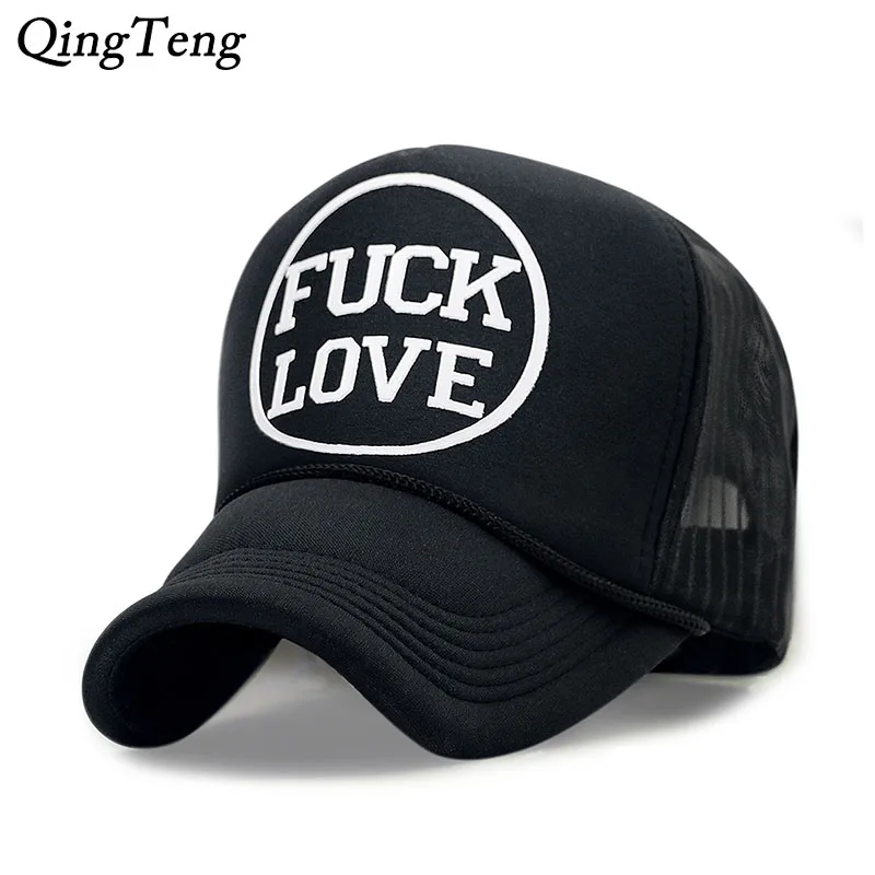 

Swag FUCK LOVE Black Caps For Men High Version Mesh Net Trucker Ms. Cap Summer Casual Sun Baseball Petten Gorras Snapback Hat
