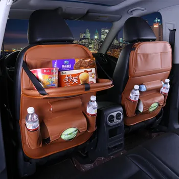 

Leather Car Seat Back Storage Bag Folding Hanging dining table bags for skoda spaceback chery a3 a5 cowin e5 tiggo 3 5 7 fl t11