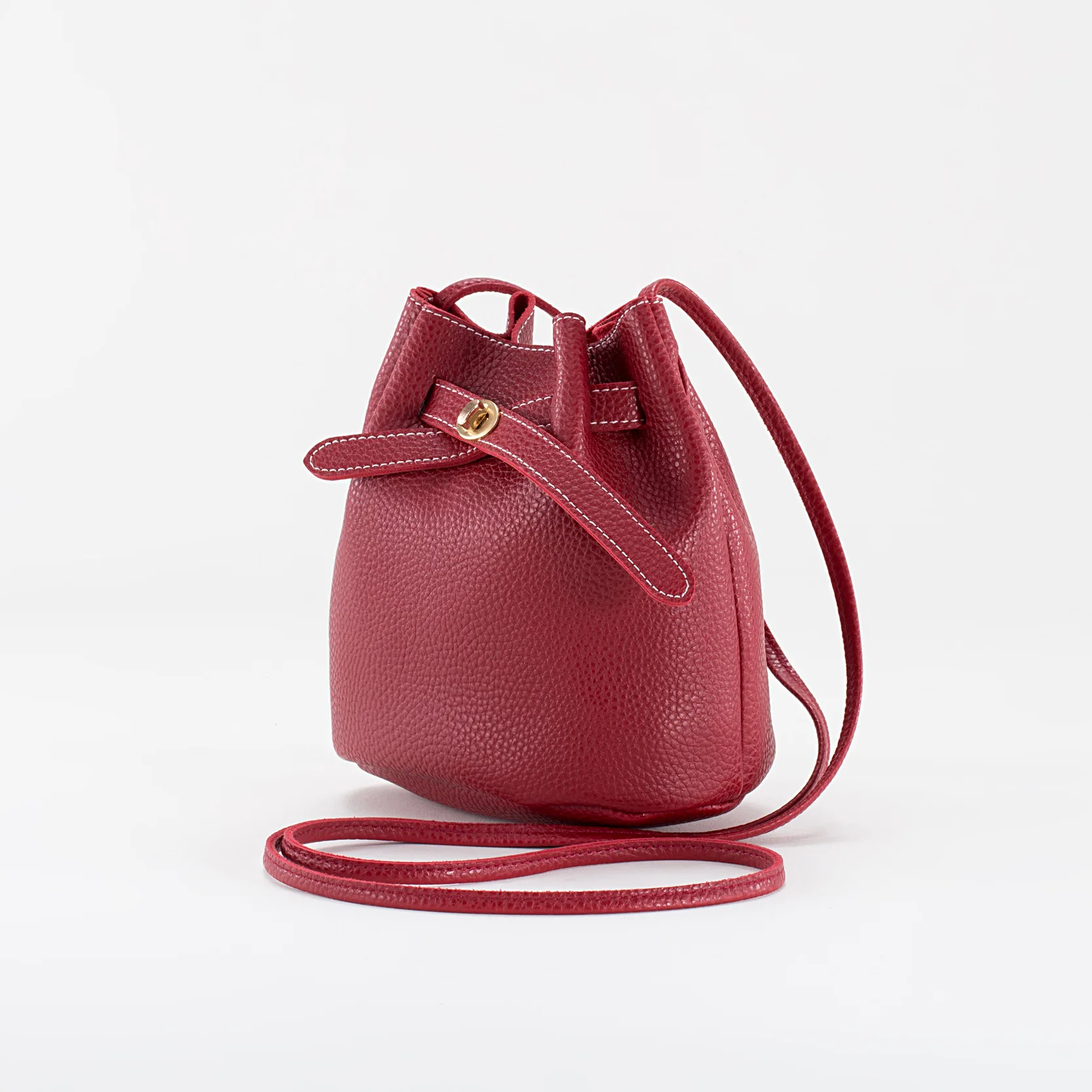 

Litchi pattern ladies Messenger bag drawstring bucket bag shoulder bag 2019 new