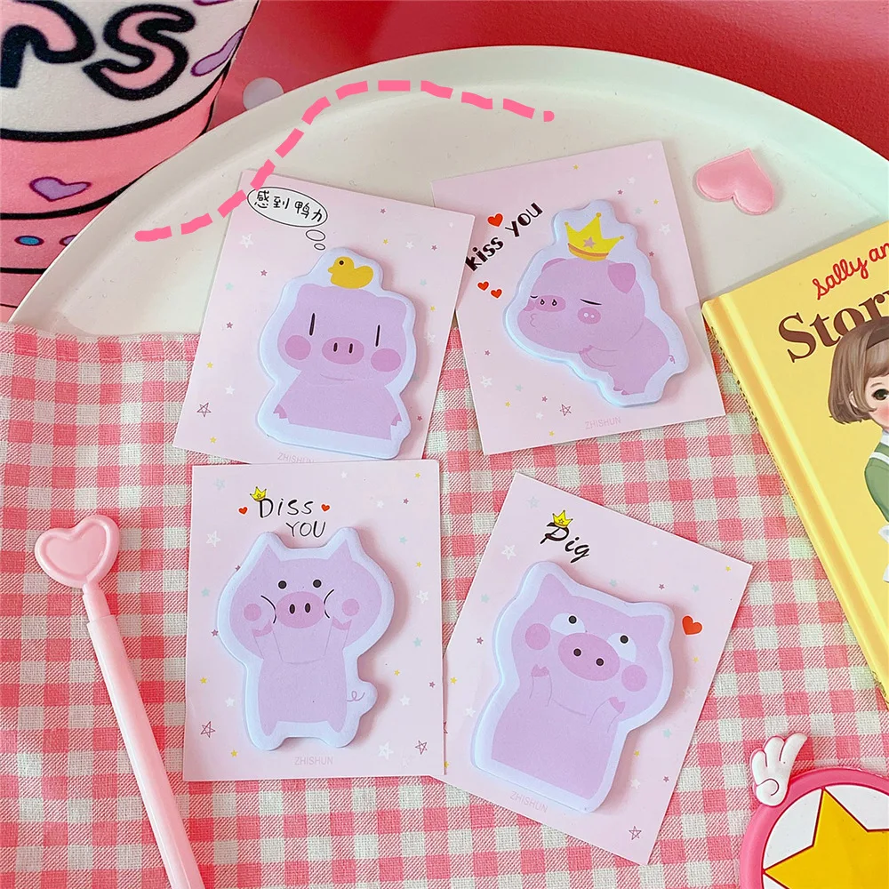

SIXONE 30 Sheets Cartoon Lovely Piggy Sticky Note Creative Girl Notebook Signature of Student Notes stationery paper