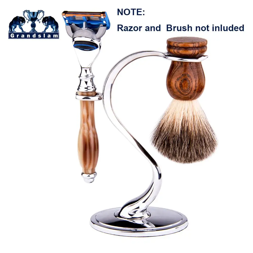 Grandslam Men Safety Razor Holder Shaving Brush Stand Deluxe Heavyweight Chrome For Manual | Красота и здоровье