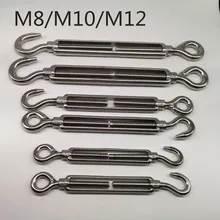 4 шт M8/M10/M12 Нержавеющая сталь 304 Отрегулируйте Chain оснастка крюк и глаз фаркоп Серебро Выберите