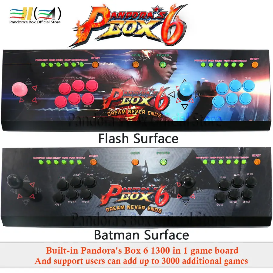 Pandora Box 6 1300 in 1 arcade game console kit arcade 2 players Can add 3000 games HDMI VGA usb joystick for pc video game ps3