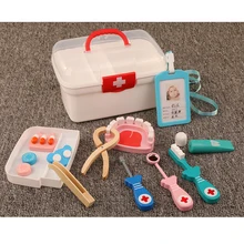 Детские стоматолог Детский Набор доктора смешные детские ролевые игры медицинская кровать из дерева Комплект Моделирование развивающие игрушки, подарки для мальчиков девочек 13 шт