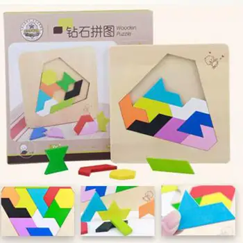 

HobbyLane Funny Wooden Geometric Shape Game Board Colorful Jigsaw Tangram Toy for Kid Educational Tool