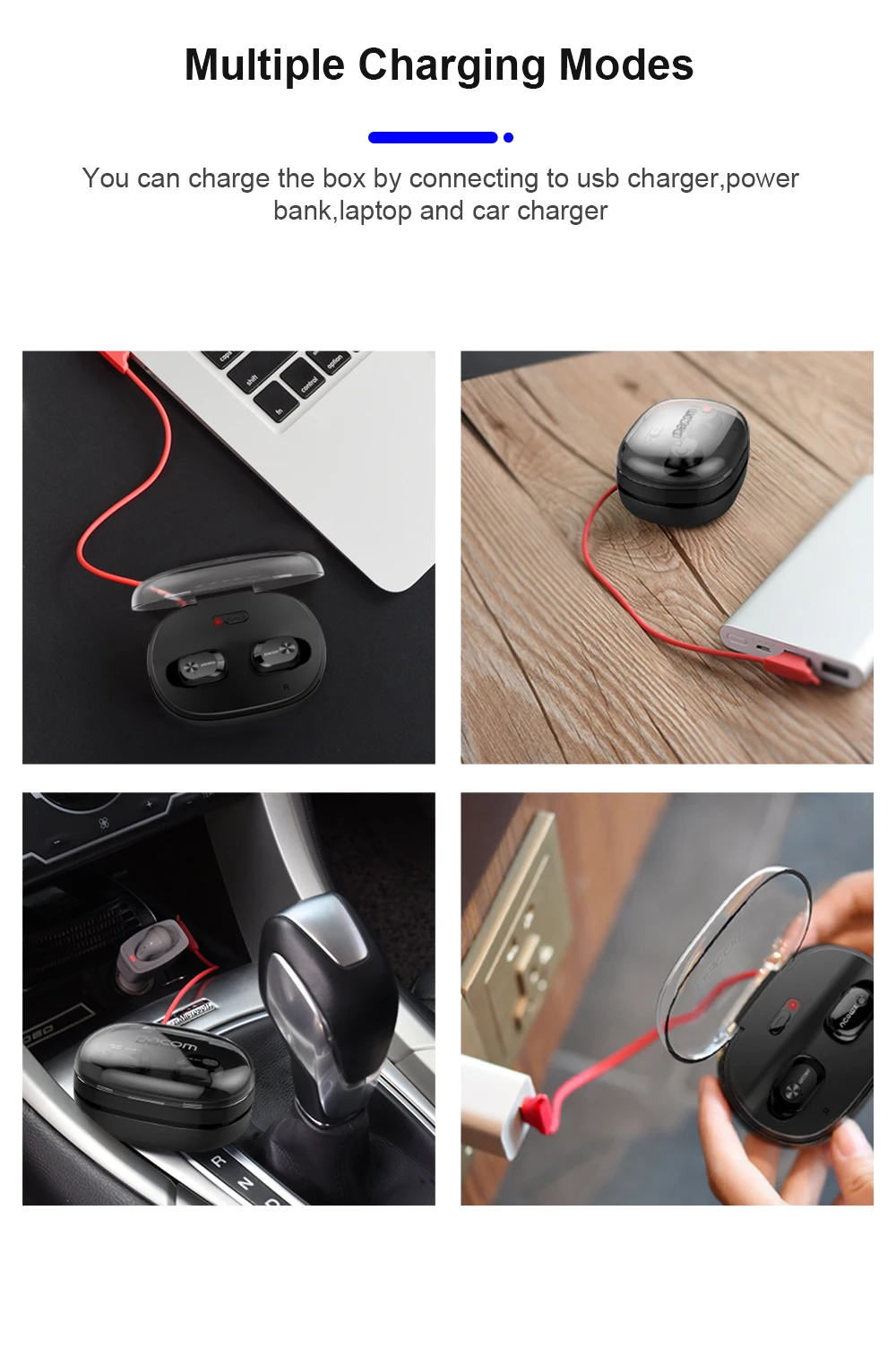 bluetooth earphone with multi charging methods | cornmi