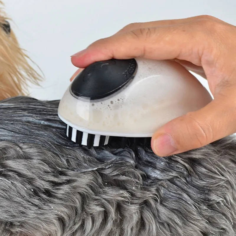 

Pet Grooming Bath Brush for Short Long Hair Soft Rubber Bristles Dog Soap Shampoo Dispenser