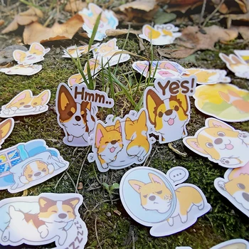 

20/40pcs Pretty Cute Corgi Dog Cartoon Diary Clip Art Sticker Skateboard Doodle Notebook Sticker