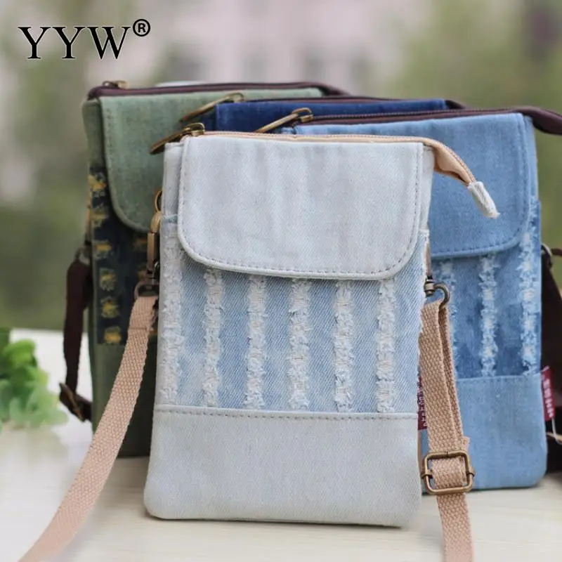 

2018 New Casual Vintage Denim Shoulder Bag One Durable Crossbody For Womenn Children Strip Messennger Bags Girl Travel Mini Bags
