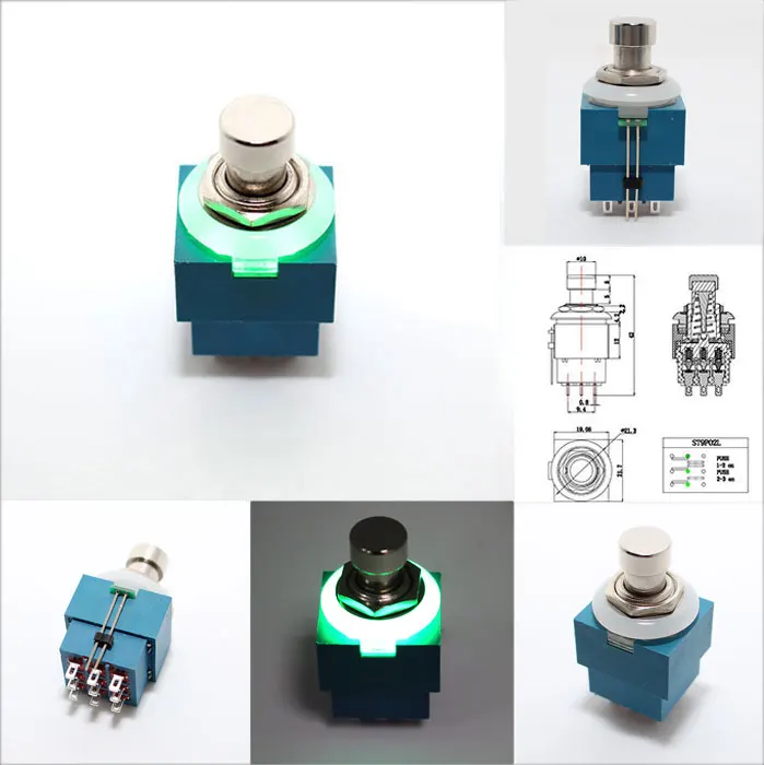 9 pin ring light alumunin cap Guitar Effects Pedal Box Stomp Foot Latching 3PDT Foot Switch Padel switch (14)