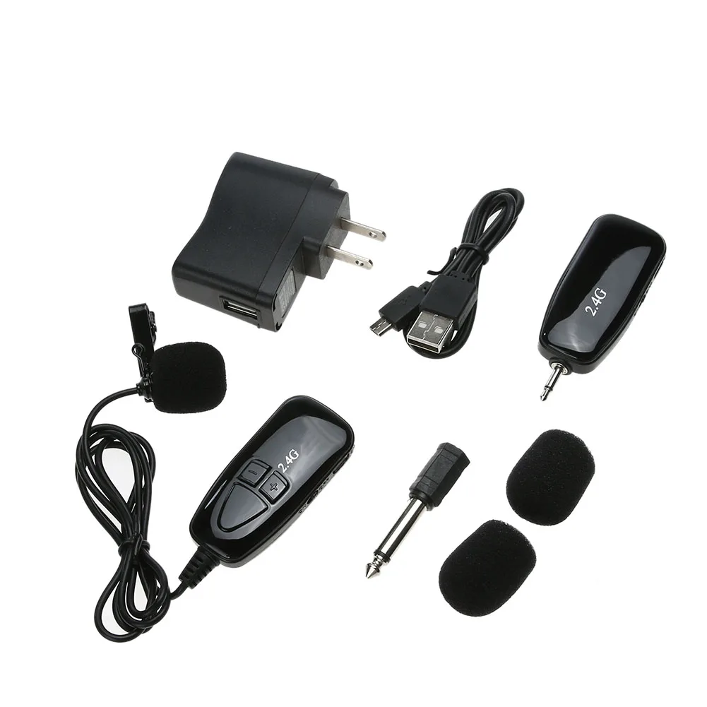 Wireless FM 2.4G Lavalier Microphone Lapel Clip Radio Mic with Receiver
