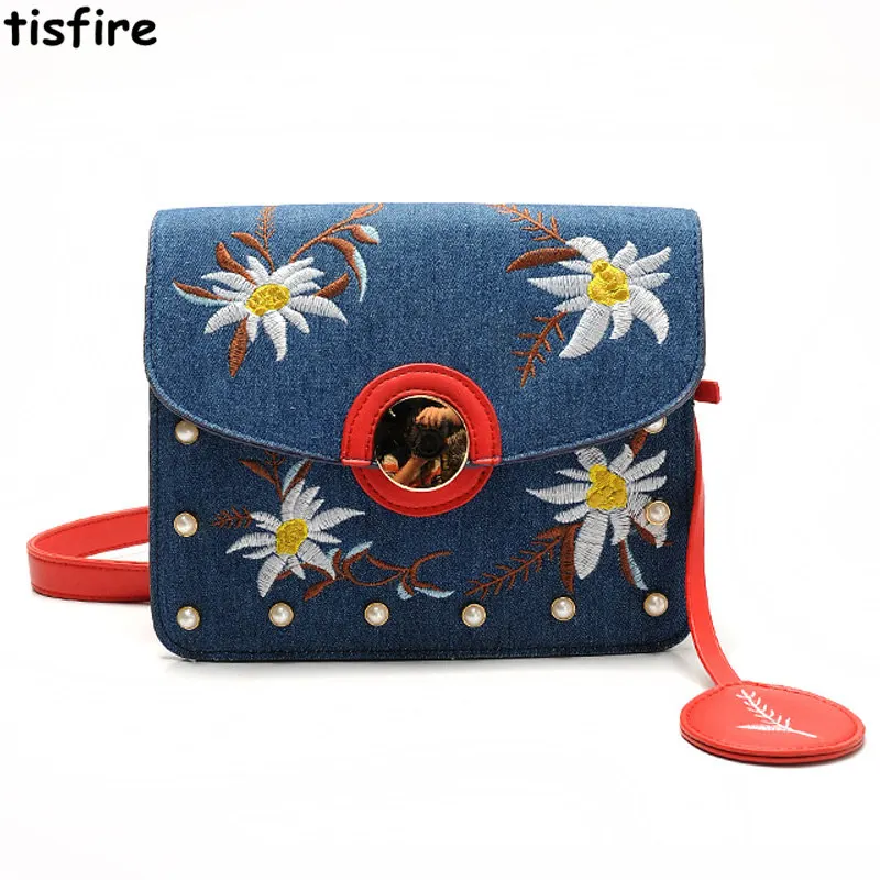 designer cowboy bag Flower embroidered bag women famous brands denim