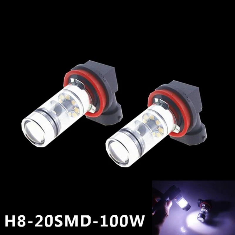2x H8 750LM 100W DRL Daytime Running Light LED Super Bright White Fog