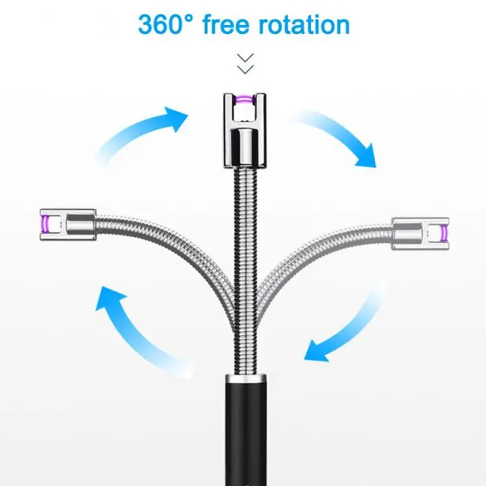 1 шт. электрическая зажигалка с подключением к USB 360 градусов вращения перезаряжаемое Беспламенное ветрозащитное цинковый сплав TN99