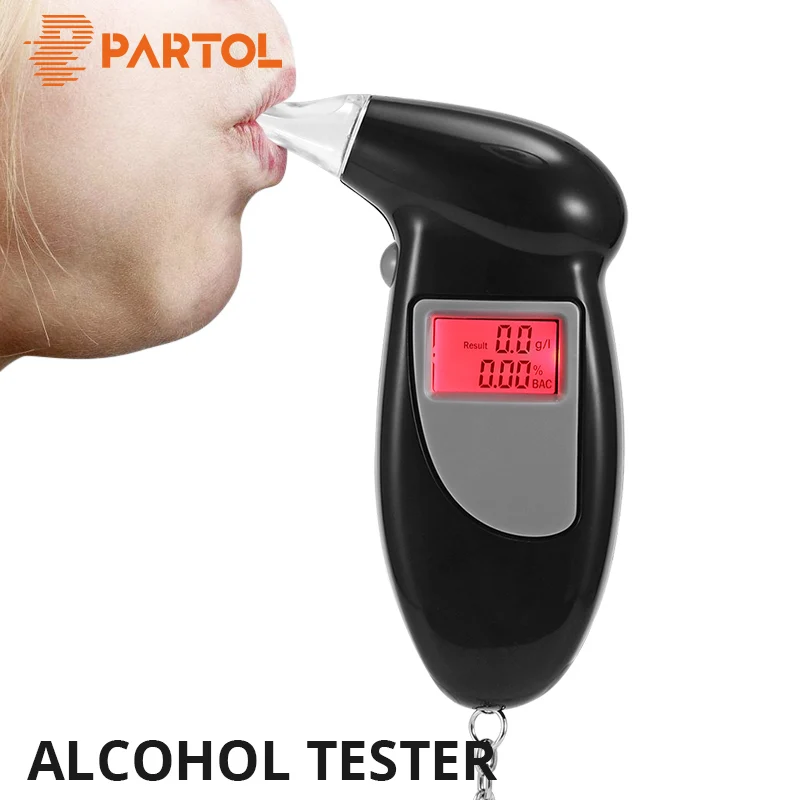 

Partol Key Chain LED LCD Police Alcohol Tester Backlit Digital Breath Alcohol Tester Breathalyzer Analyzer Detector Audio Alert