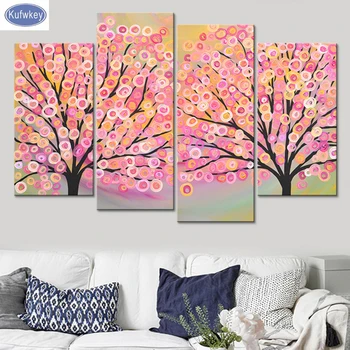 

bead embroidery diamond Pink Tree 5d diamond painting 4pcs sale full diamond mosaic picture of rhinestones cross-stitch kits art