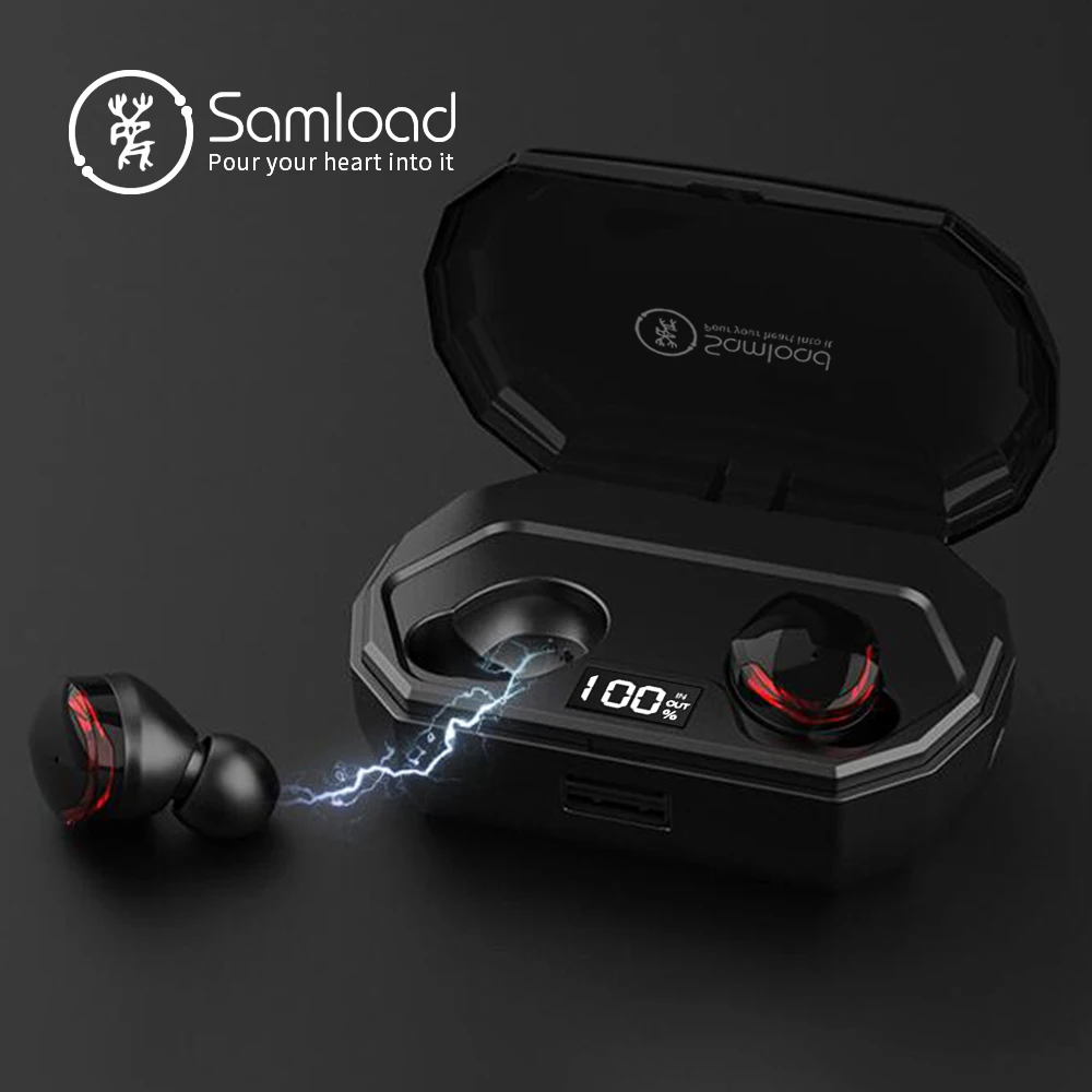 

Samload Bluetooth 5.0 Headphones Wireless Earbuds 3D HIFI Sound in ear Earbuds with 2000mAh charging box For iPhone Sony Huawei