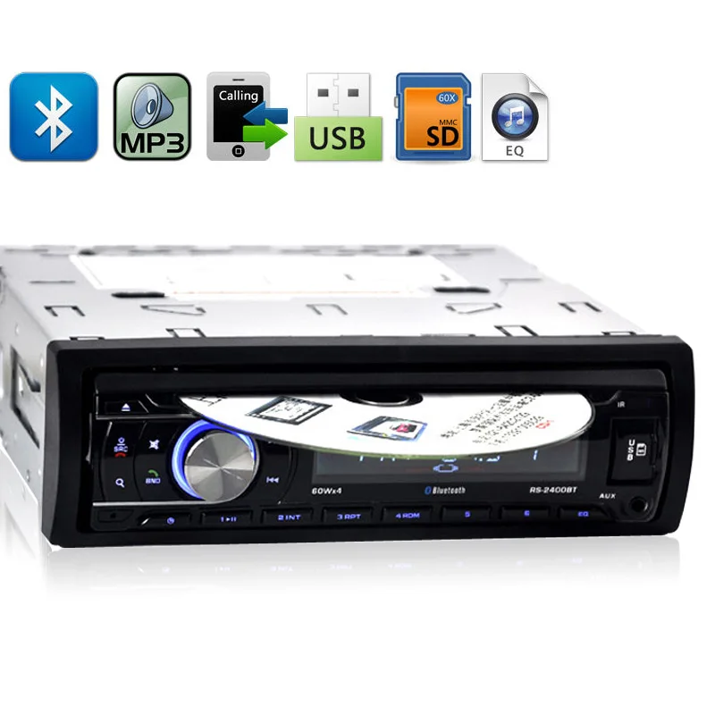 12V 1 DIN Stereo Car DVD Player Auto CD Player Bluetooth Hands Free Calls Wireless Music FM
