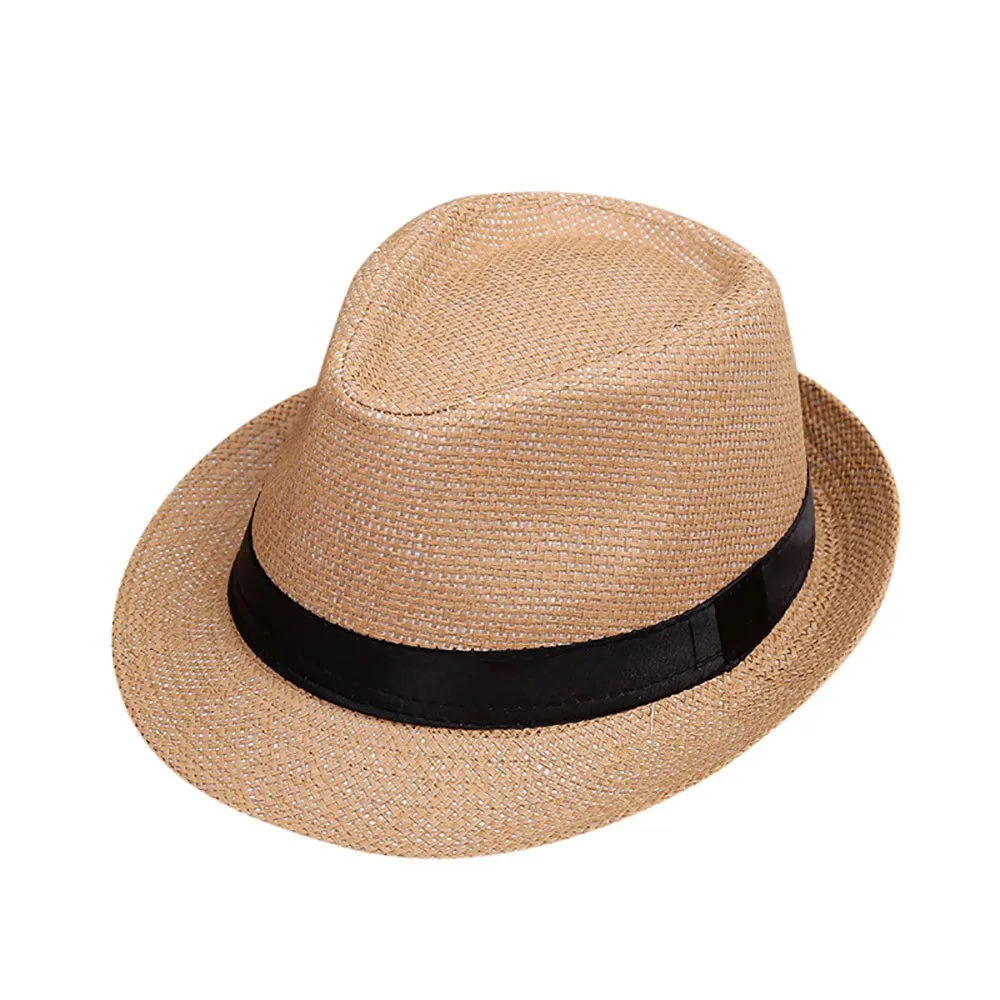 Новая детская летняя пляжная соломенная шляпа джаз Панама шляпа Федора гангстера уличная дышащая шляпа для мальчиков и девочек