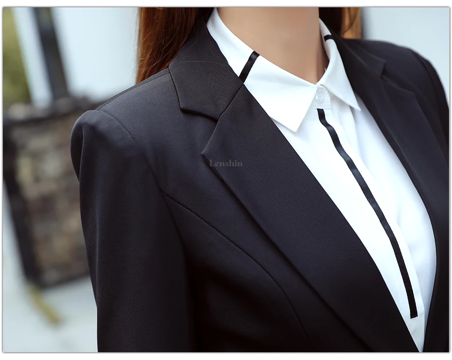 Lenshin комплект из 2 предметов, строгий брючный костюм на одной пуговице для женщин, одежда для работы, офисный стиль, Униформа, деловой пиджак и штаны