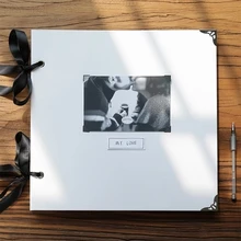 Большой 33*32,5 см квадратный пустой Diy альбом для вставки Черная внутренняя страница семейный альбом Ретро креативный ручной работы фотоальбом Memorybook Foto