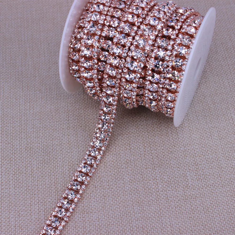 

5 Yard One Roll Wholesale Crystal Rhinestone Close Chain Trimming Claw Chain Jewelry Crafts DIY JM069