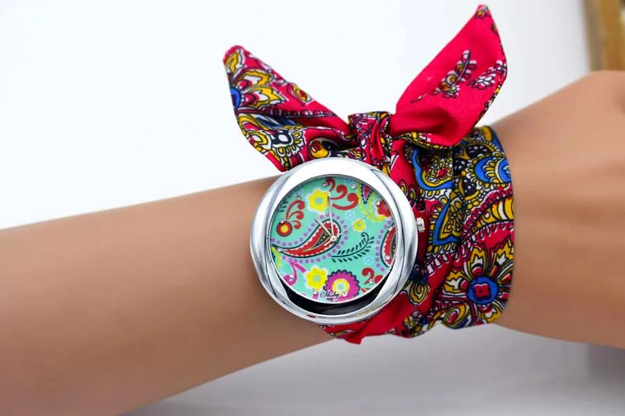 Shsby дизайн дамы цветок ткань наручные часы Мода женское платье часы высокое качество ткань часы милые девушки браслет часы