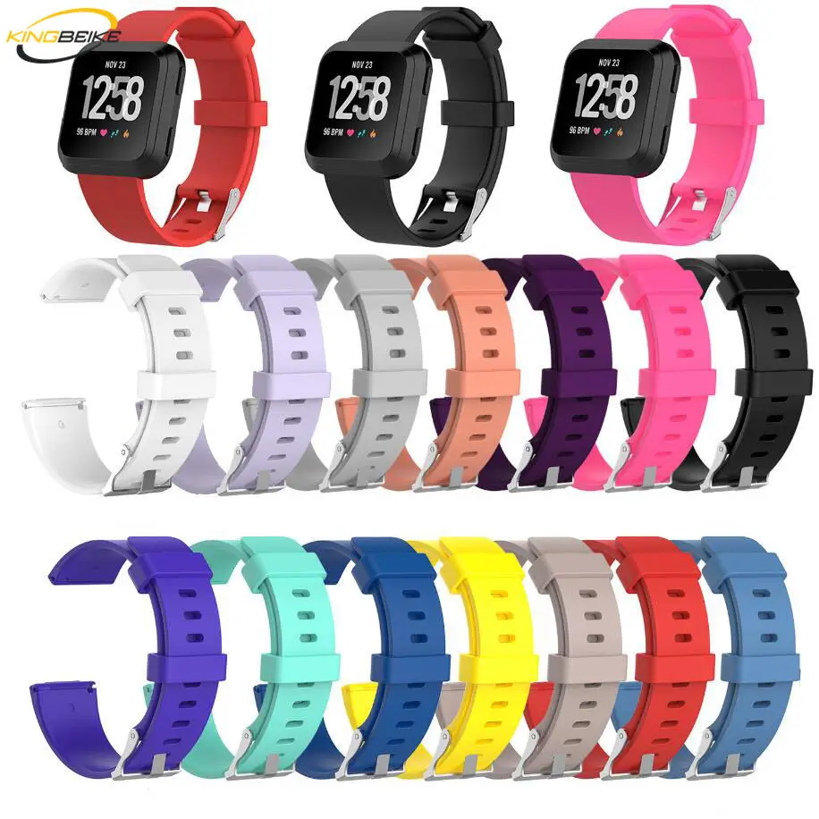 

KINGBEIKE 14 Colors Sport Silicone Band for Fitbit Versa Watchbands Replacement Belt Wristwatch Bracelet Strap S L Size