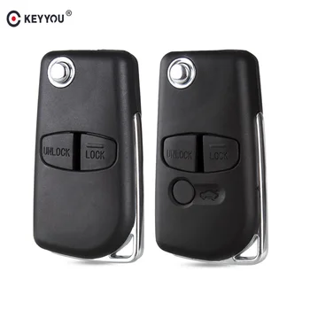 

KEYYOU 10pcs 2/3 Buttons Modified Remote Flip Folding Car Key Shell Fob Case For Mitsubishi Pajero Sport Outlander Grandis ASX