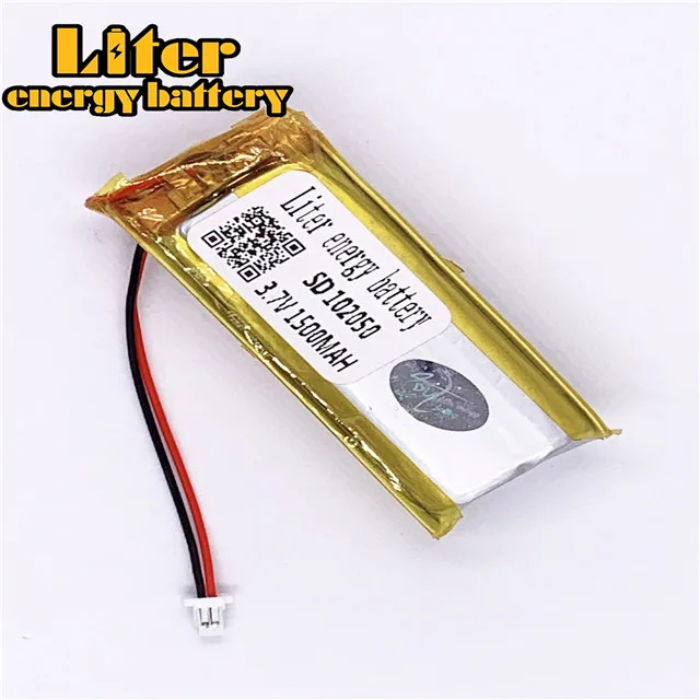 

1.0MM 2pin connector 3.7V 102050 1500mah e-books GPS PDA Rechargeable li-ion batteries lipo battery MP3 MP4 MP5 small toys