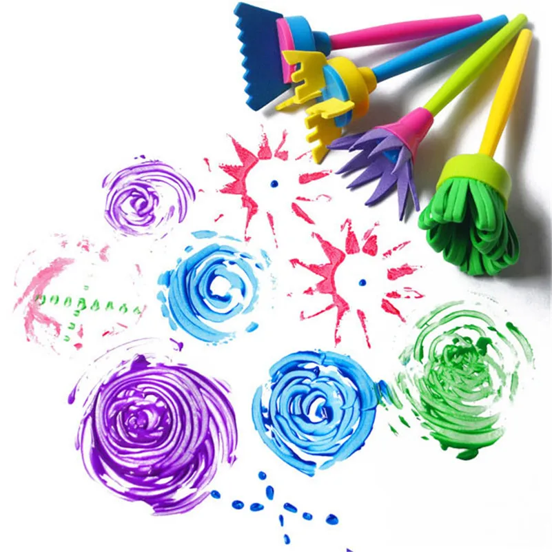 4 шт./компл. губка Краски щетка Детская EVA DIY Краски ing Doodle Рисунок Игрушки 10,5 см разные цвета