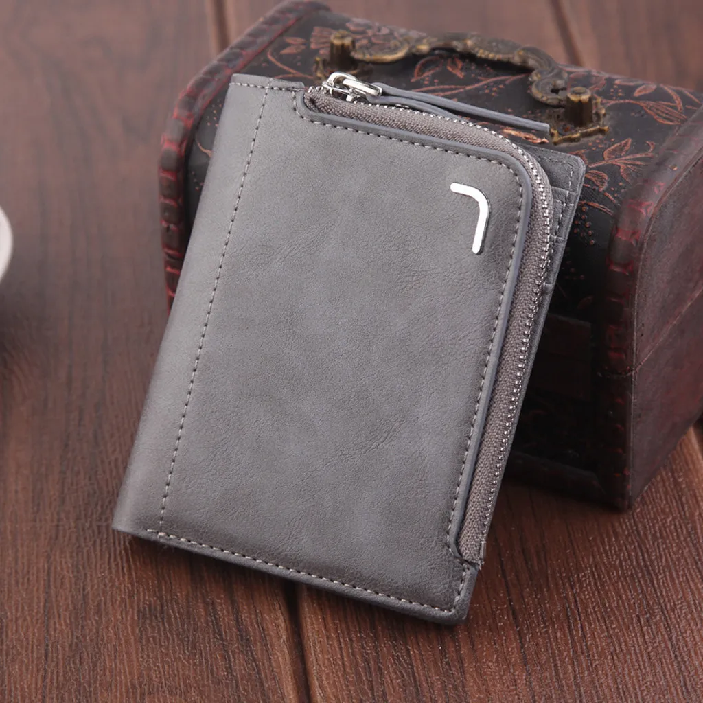 

Men's Men's Wallet Short Retro Multifunction Zipper Packet Purse Card Pack Credit Card Holder Men's Wallet Billettea