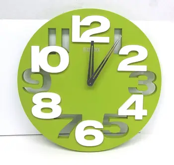 

Sales 3D Cut-Out Colorful Round 12" Wall Clock Green/White Home Decor Creative livingroom Clock